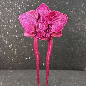 Skull Orchid Hair Fork – Gothic Floral 3D Printed Hair Accessory‎ 🌸💀